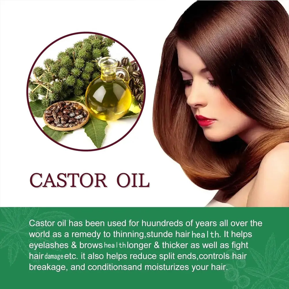 Organic Castor Oil, Cold-Pressed and Hexane-Free Hair Growth Oil Enriched with Camellia Seed Oil and Jojoba Oil for Hair, Lashes and Eyebrows, Skin Moisturizing and Hair Care Starter Kit #GLOBAL PICKS
