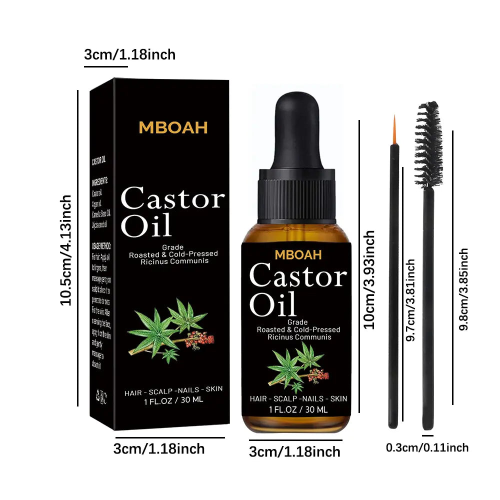 Organic Castor Oil, Cold-Pressed and Hexane-Free Hair Growth Oil Enriched with Camellia Seed Oil and Jojoba Oil for Hair, Lashes and Eyebrows, Skin Moisturizing and Hair Care Starter Kit #GLOBAL PICKS